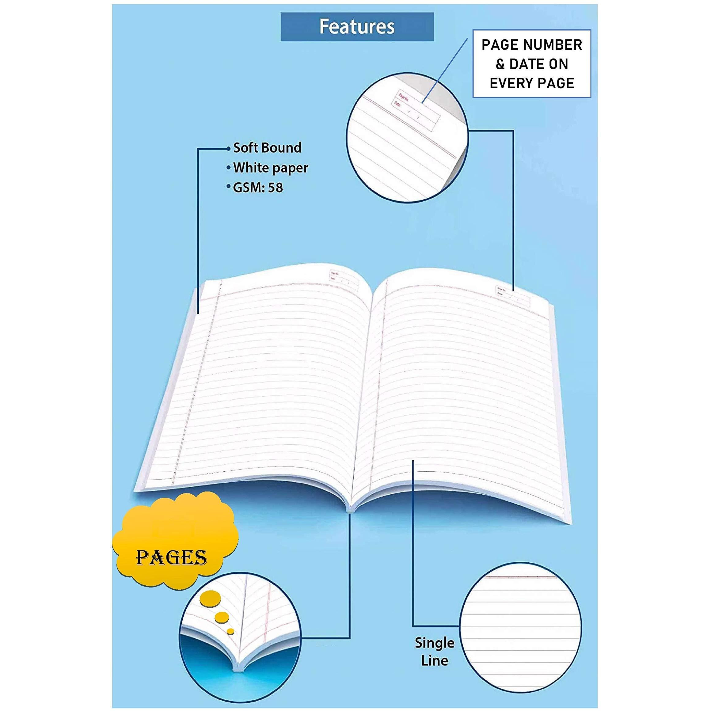 Rush Note Books Rough Notebook A4 Register - Ruled 60 GSM 360 Pages (29 x 21 cm) (Pack of 1)