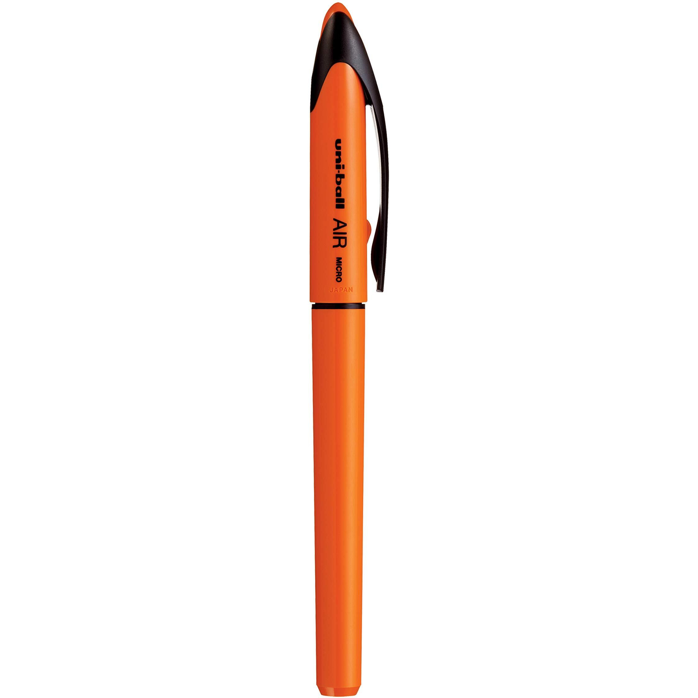 UNI-BALL Air UBA188ELM 0.5mm Roller Ball Pen | Orange Body, Blue Ink, Pack of 3