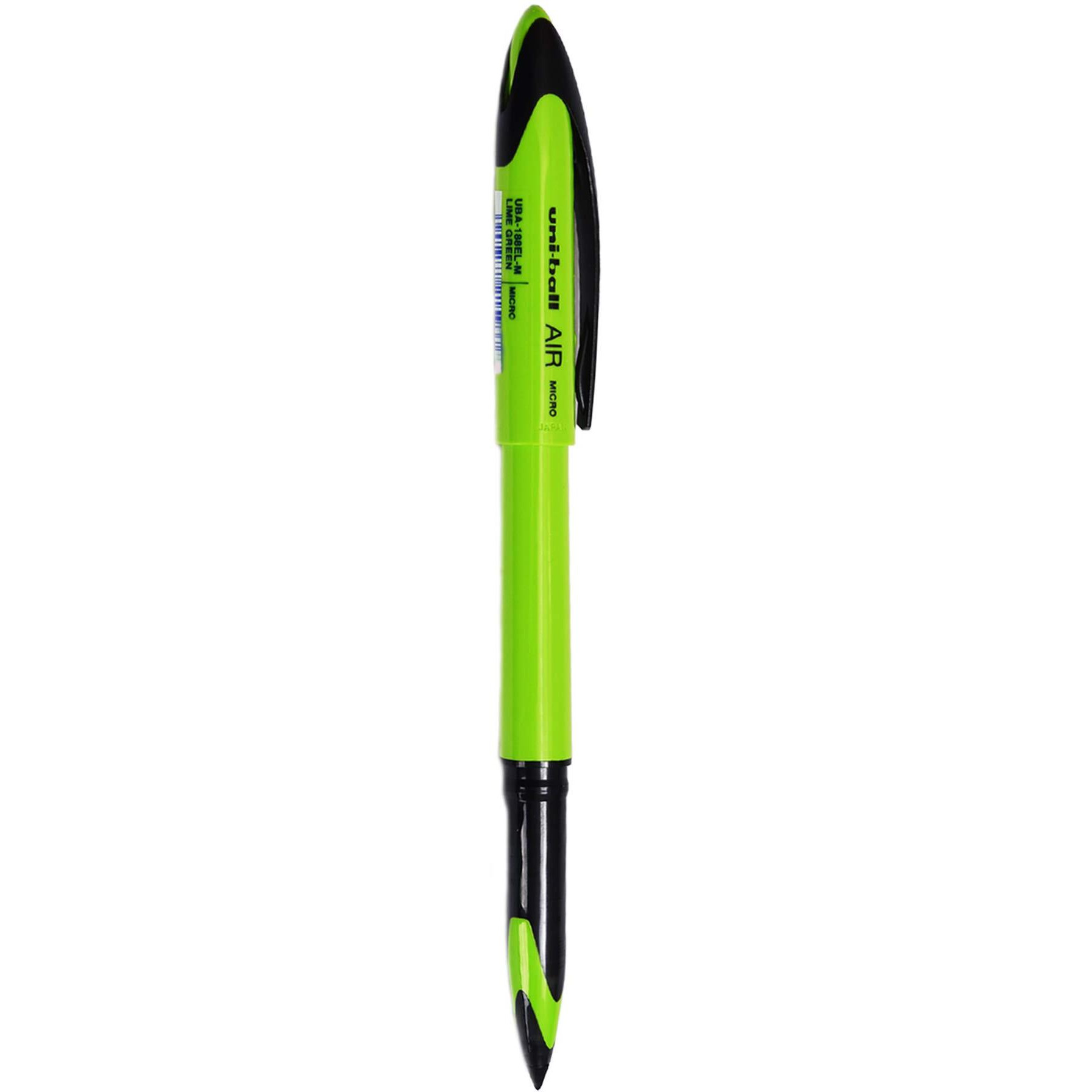 UNI-BALL Air UBA188ELM 0.5mm Roller Ball Pen | Lime Green Body, Blue Ink, Pack of 3