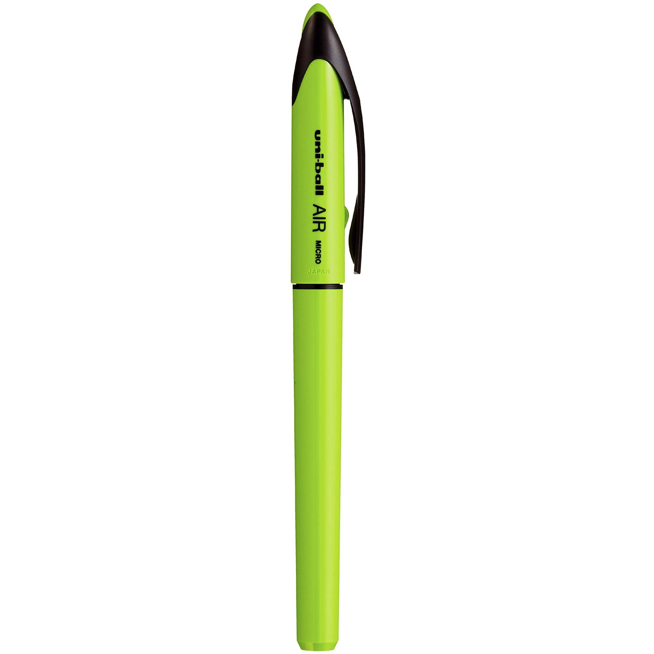 UNI-BALL Air UBA188ELM 0.5mm Roller Ball Pen | Lime Green Body, Blue Ink, Pack of 3