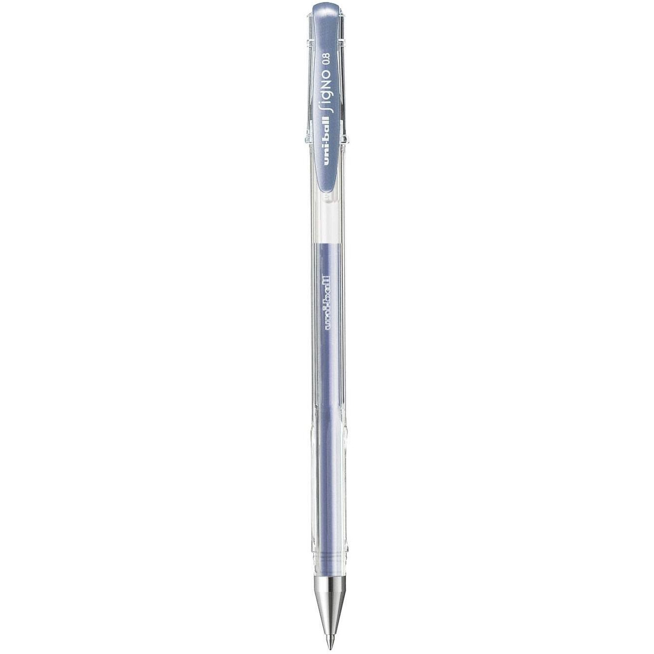UNI-BALL Signo UM-100 0.7mm Gel Pen | Extremely Quick Drying Ink | Transparent Sleek Body | Smooth Long Lasting Smudge Free Ink | School and Office stationery | White Ink, Pack of 6