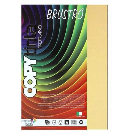 BRUSTRO Copytinta Coloured Craft Paper A4 Size 80 GSM Light Yellow Shade (BANANA), 30 Sheets Pack. Double Side Coloured for Office Printing, Art, Origami, Craft.