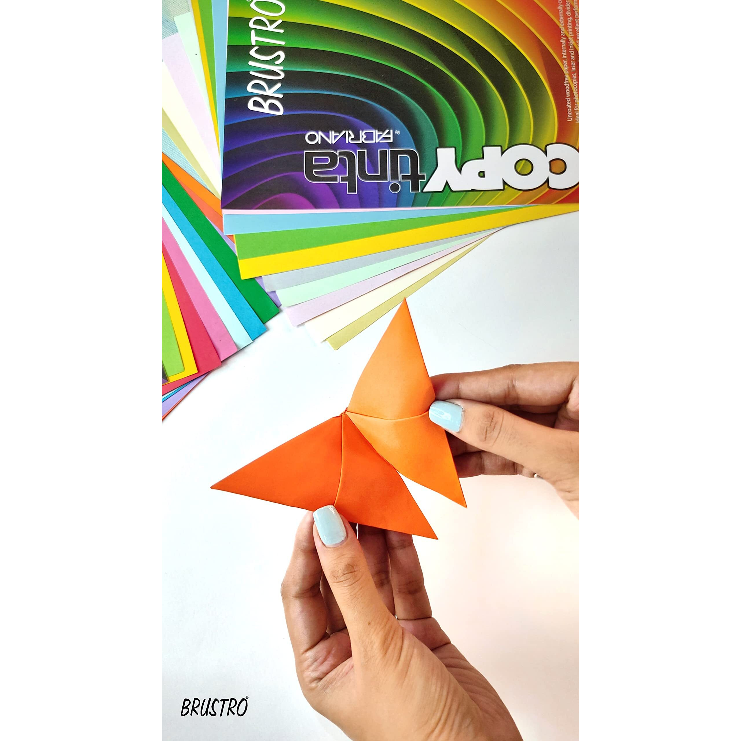 BRUSTRO Copytinta Coloured Craft Paper A4 Size 80 GSM Bright Blue Shade (AZZURRO), 30 Sheets Pack. Double Side Coloured for Office Printing, Art, Origami, Craft.