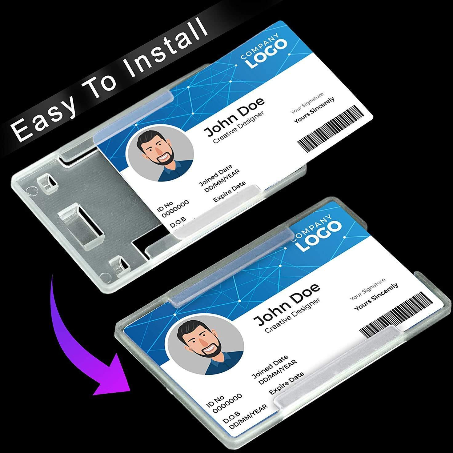 AccuPrints (Pack of 50) Single Side Transparent ID Card Holder - for School Office Purpose