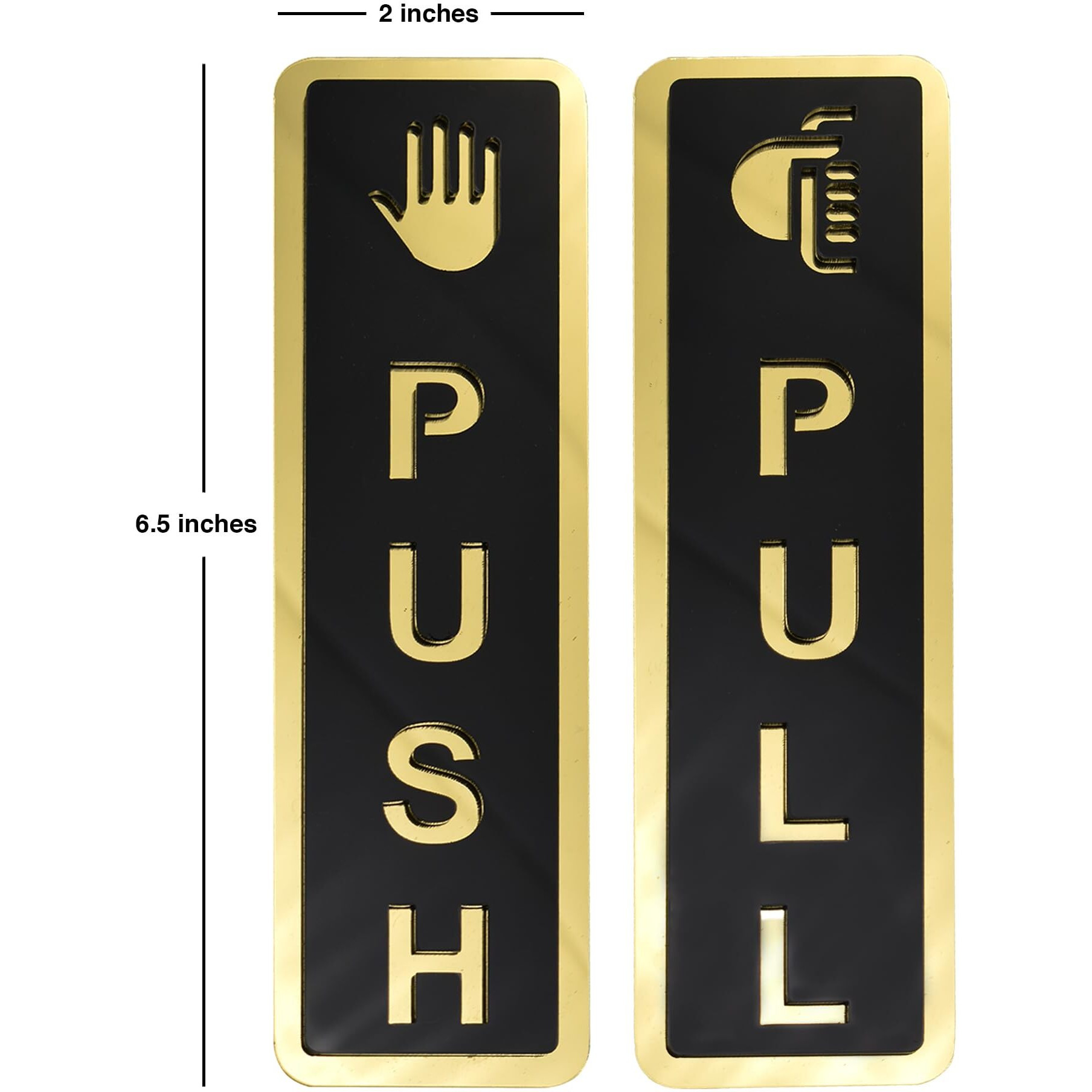 Buzz Cool Acrylic Gold Push Pull Stickers For Glass Door, Wooden Door | Self Adhesive Sticker for Door | Push and Pull Signage Stickers for Hospital Malls Office Businesses Cafe