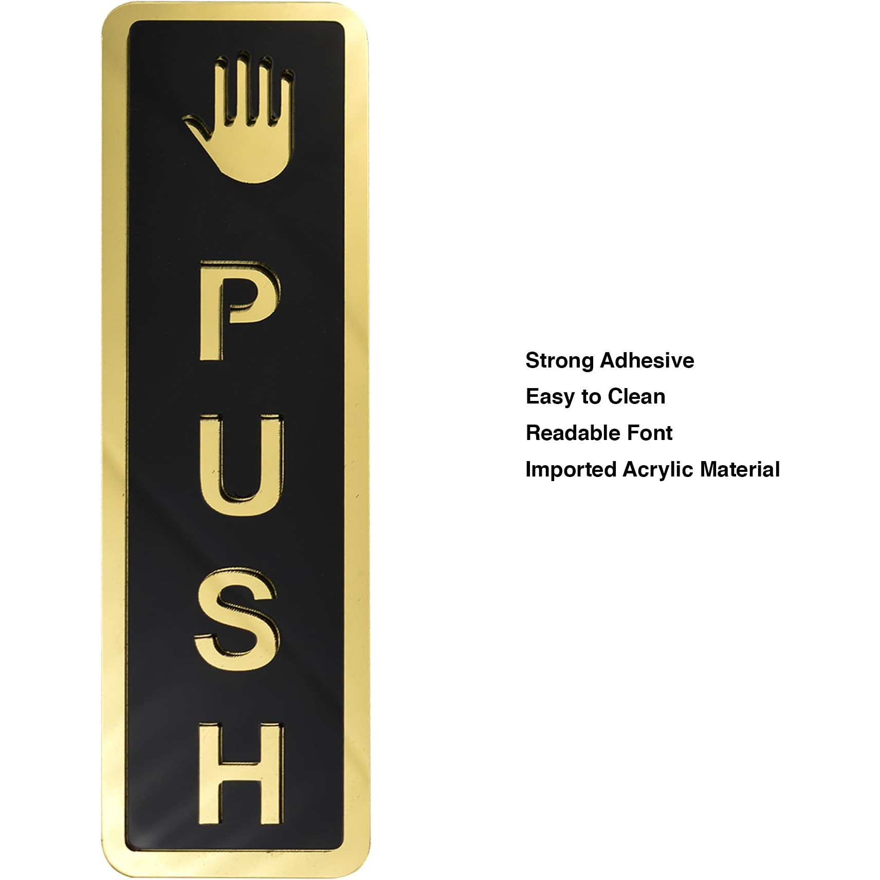 Buzz Cool Acrylic Gold Push Pull Stickers For Glass Door, Wooden Door | Self Adhesive Sticker for Door | Push and Pull Signage Stickers for Hospital Malls Office Businesses Cafe