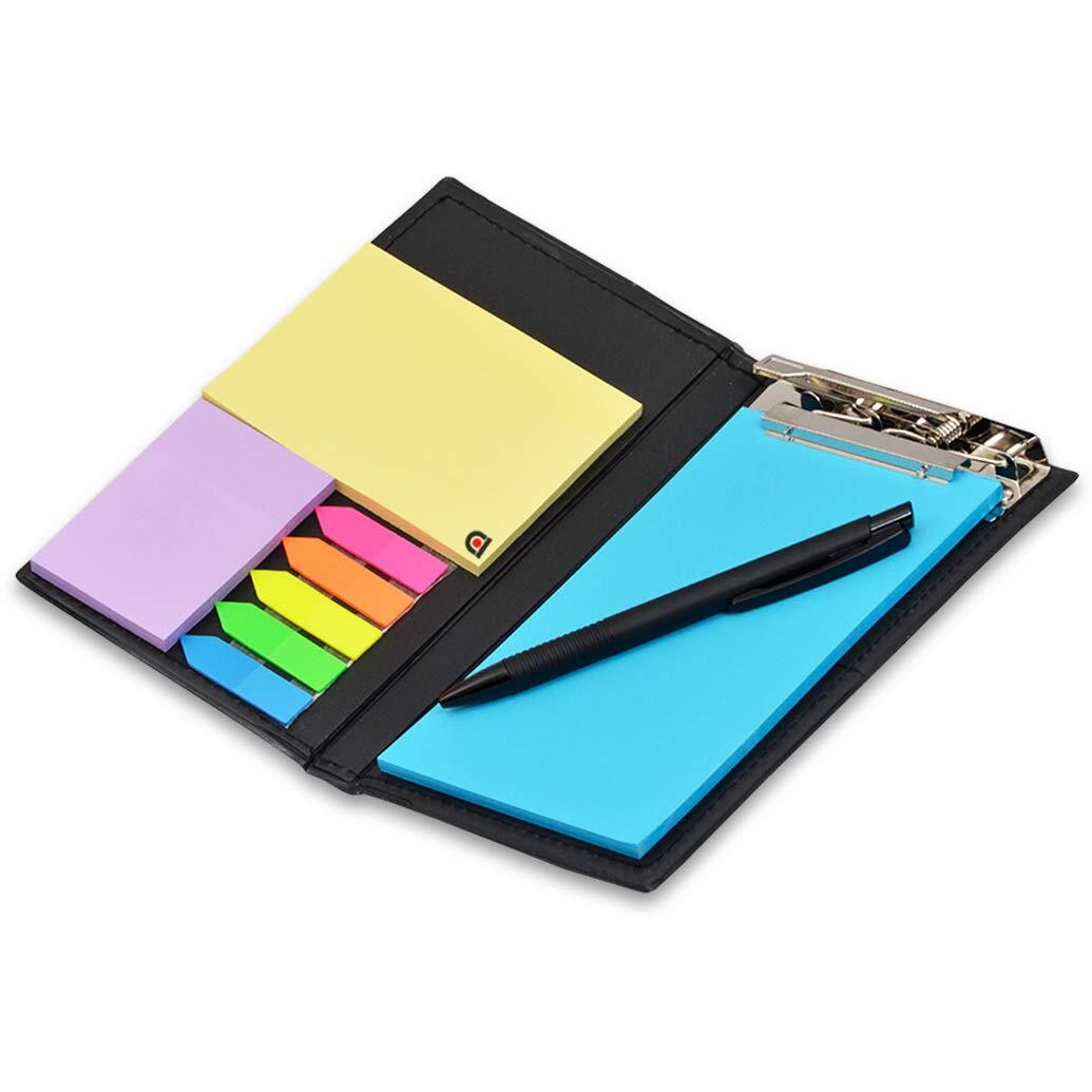 COI Desk Organizer, Notepad Memo Holder with Colorful Sticky Notes Daily Use Gift Set with Pen (Ocean Blue)