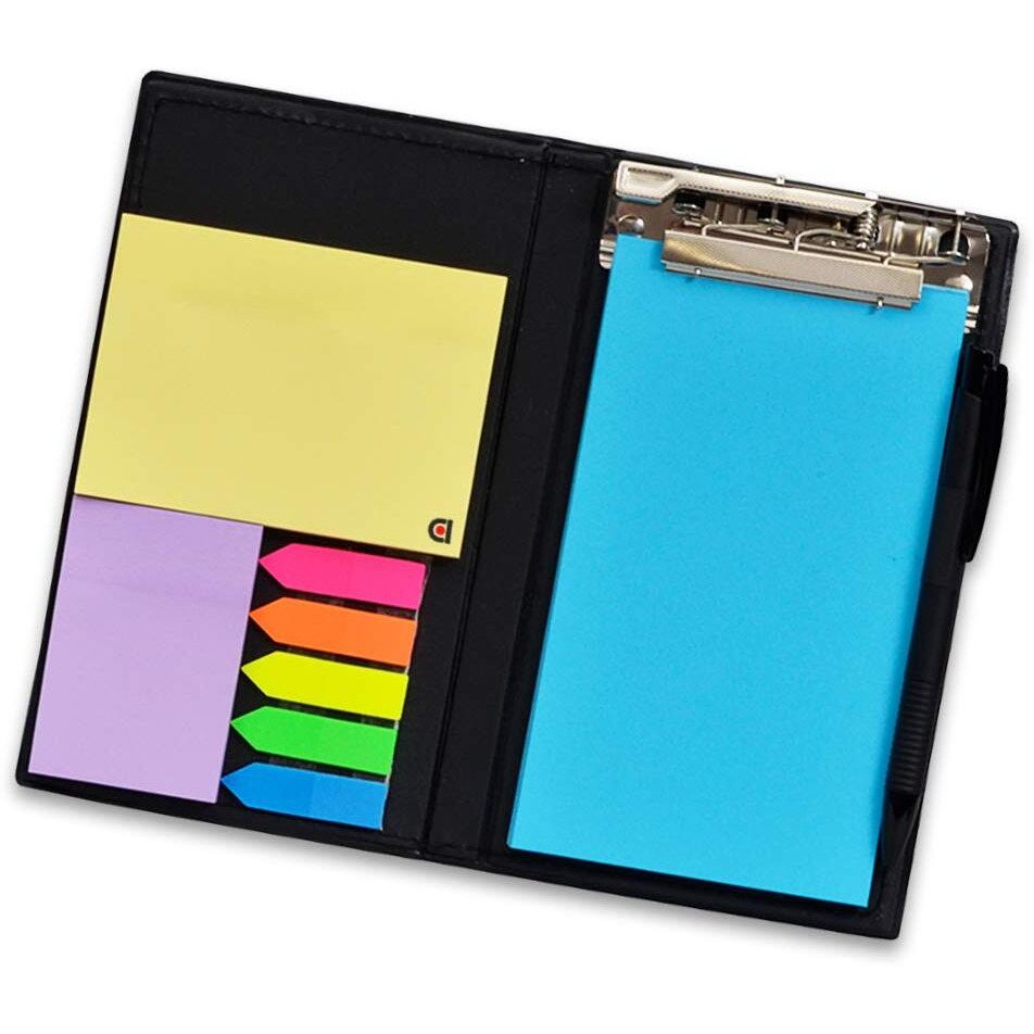 COI Desk Organizer, Notepad Memo Holder with Colorful Sticky Notes Daily Use Gift Set with Pen (Ocean Blue)