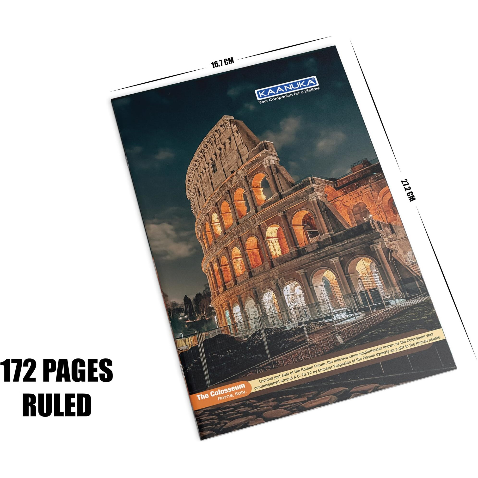 KAANUKA Long Size Notebook - 172 Pages, Ruled, Single Line, Long Size - 27.2cm X 16.7cm, Pack Of 6 Notebooks, Long Size Single Line Notebooks for School and College Students