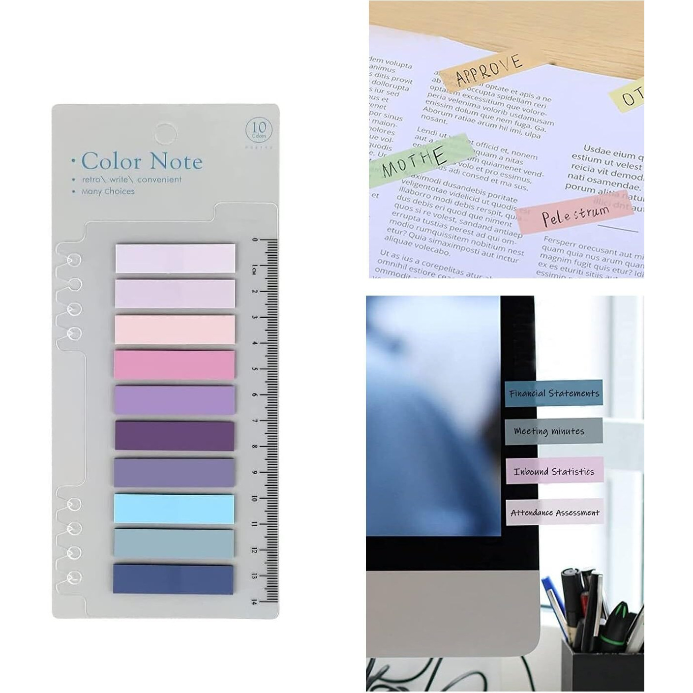 UCRAVO Sticky Tabs Transparent Sticky Notes Writable and Multifunctional Tabs with Ruler Reminder Tabs for Page Markers or Book Reading Notes Sorting Files (1)