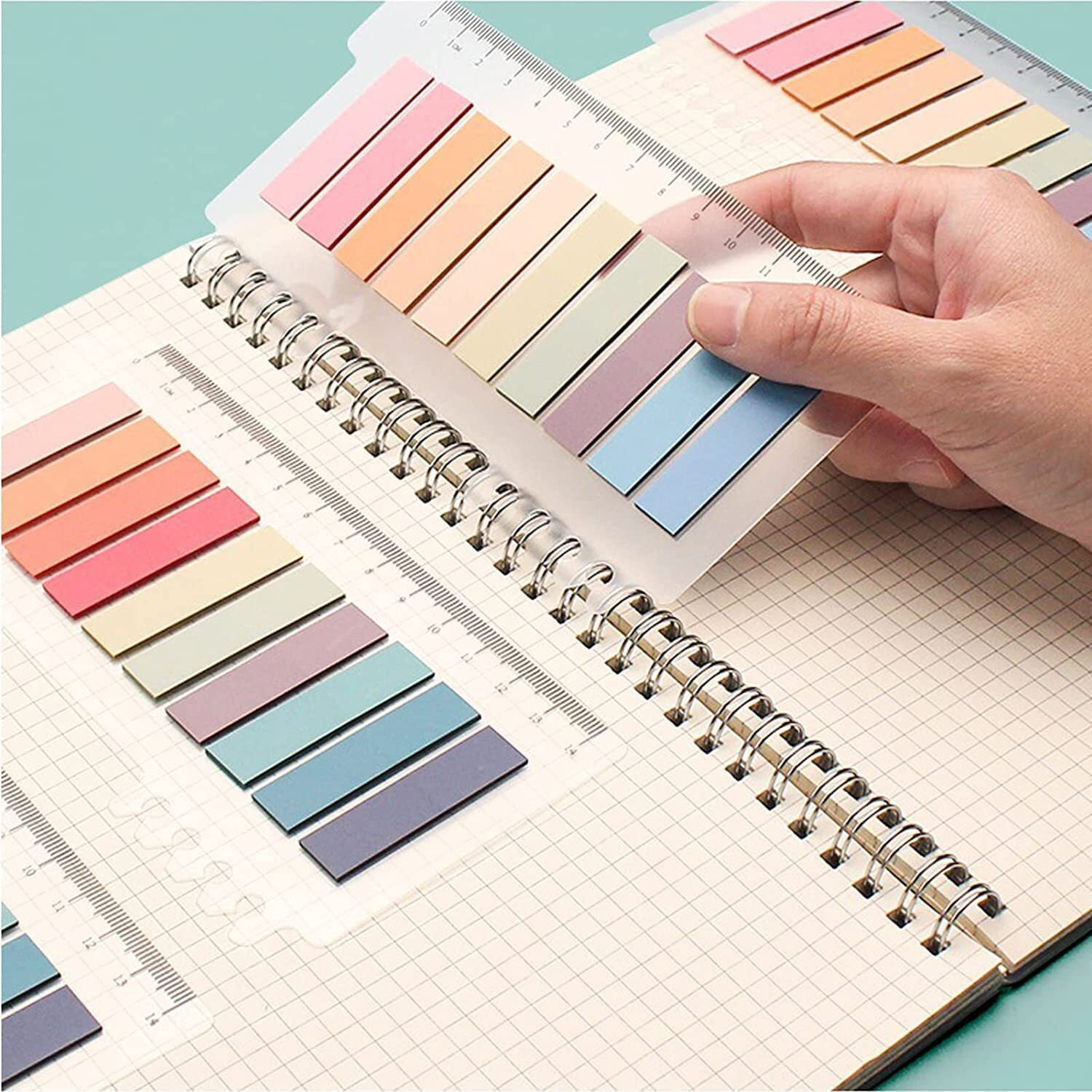 UCRAVO Sticky Tabs Transparent Sticky Notes Writable and Multifunctional Tabs with Ruler Reminder Tabs for Page Markers or Book Reading Notes Sorting Files (1)