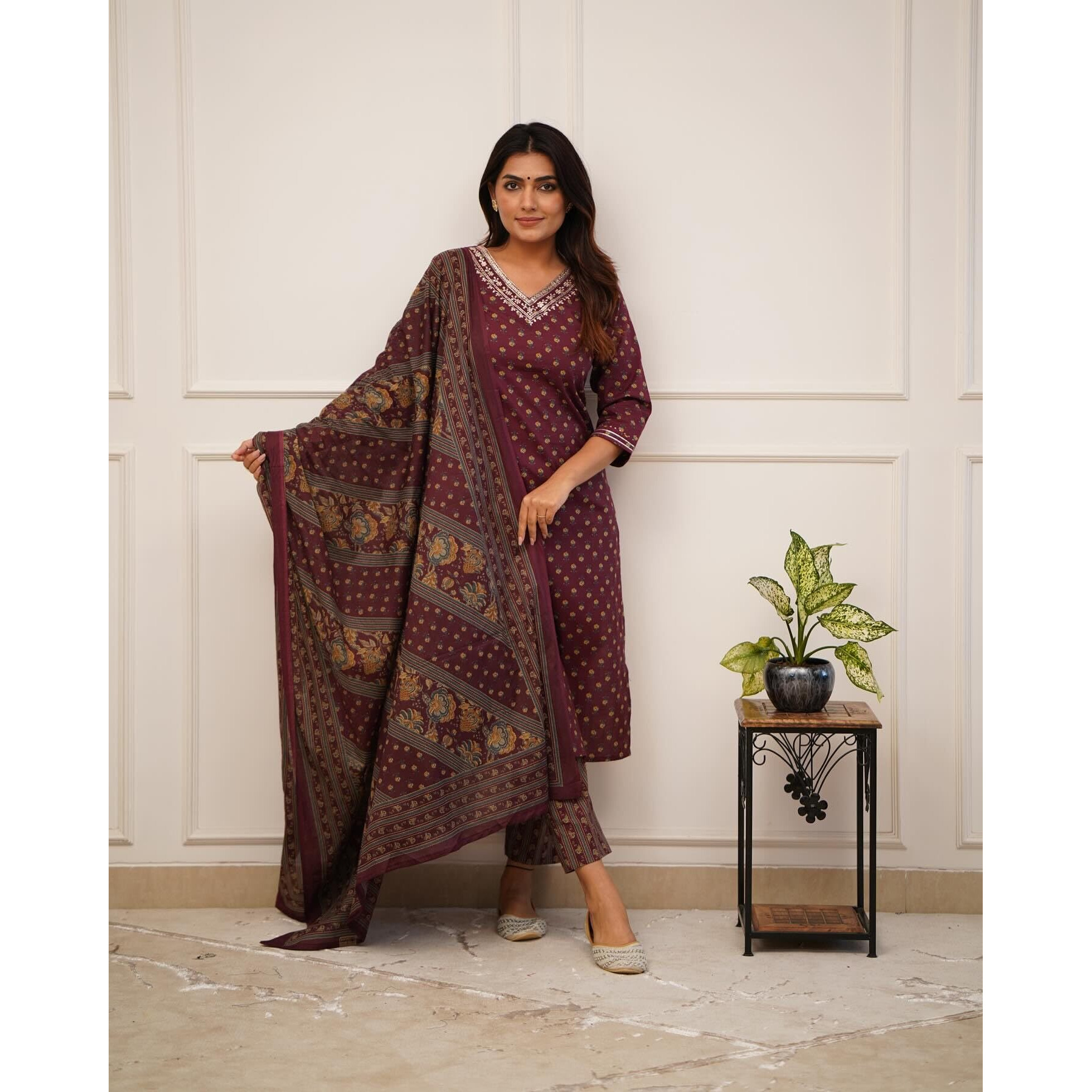 FABNEX kurta set for women | women embroidered kurta set | Women Kurta Sets Kurtis | Women Kurta Pant Set (K-91-92) (IN, Alpha, L, Regular, Maroon)