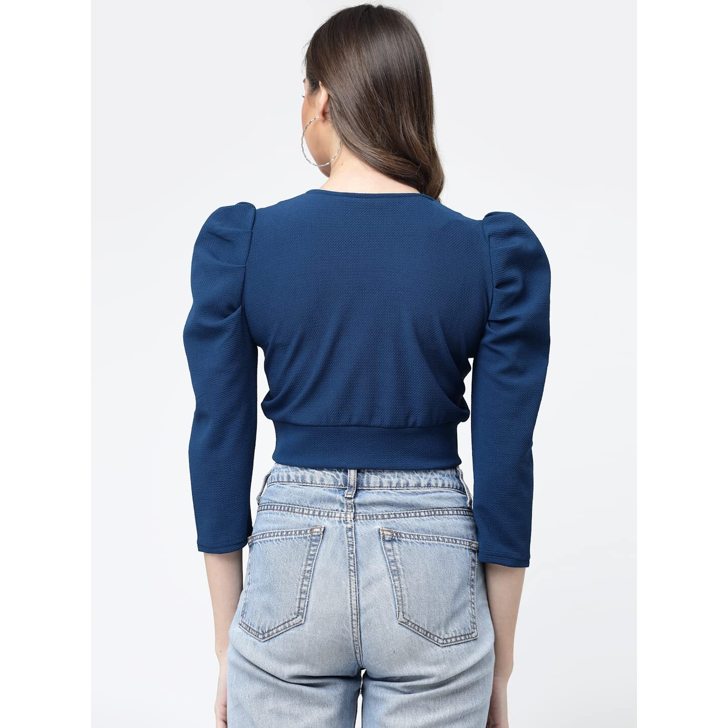 I ENTERPRISE Women's Cotton Blend Blue Blouse Type Top |Tops|Top for Women|Women Tops|Stylish Top AK/MA185*L