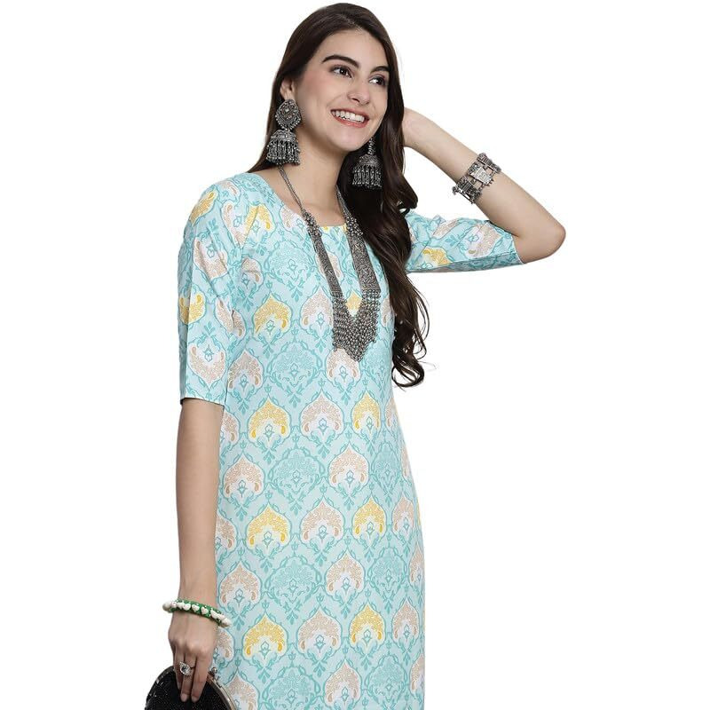 7Threads Kurti for Women|Kurti|Kurta|Kurta for Women|Crepe Kurti|Printed Kurta|Crepe Straight Kurti Kurti_AS_530343_S Multicolour
