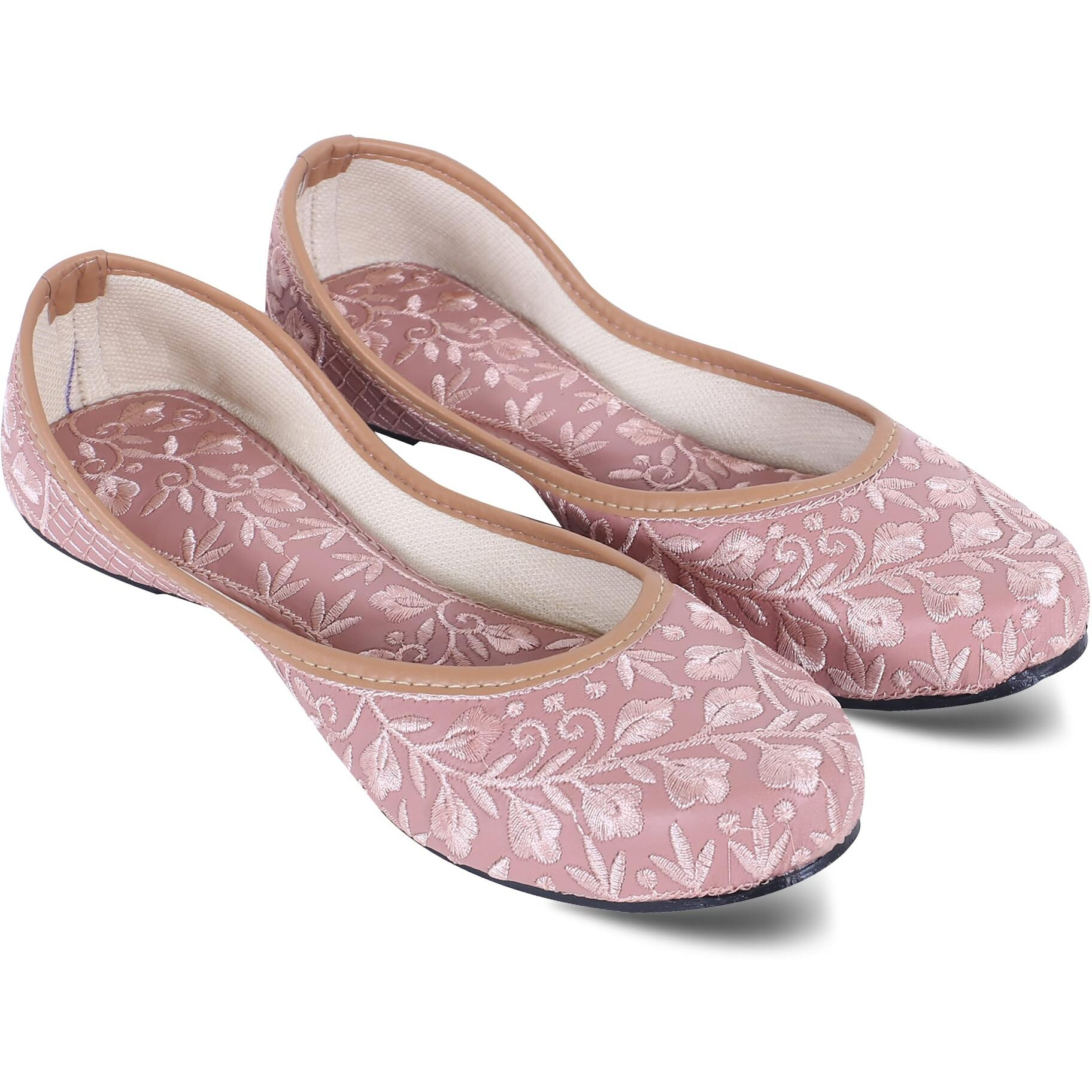 DFR Woman Embroidered Punjabi Mojari Jutti Juti for Women Shoe, Color PINK3 | UK Size 7