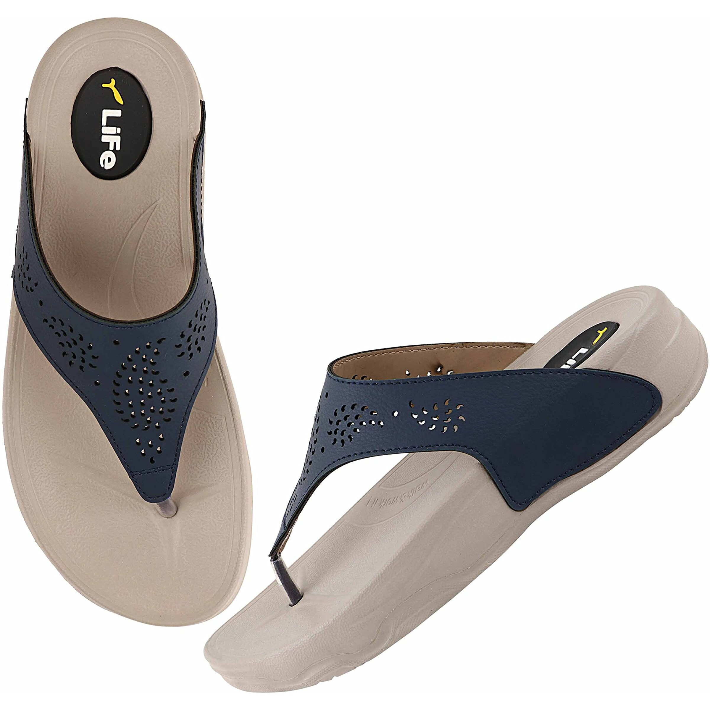 WELCOME Women's Extra Soft Slippers with Cushion FootBed for Adult | Comfortable & Light Weight| Stylish & Anti-Skid| Waterproof & Everyday Flip Flops for Ladies/Girls, W-LF-17-NVY_8