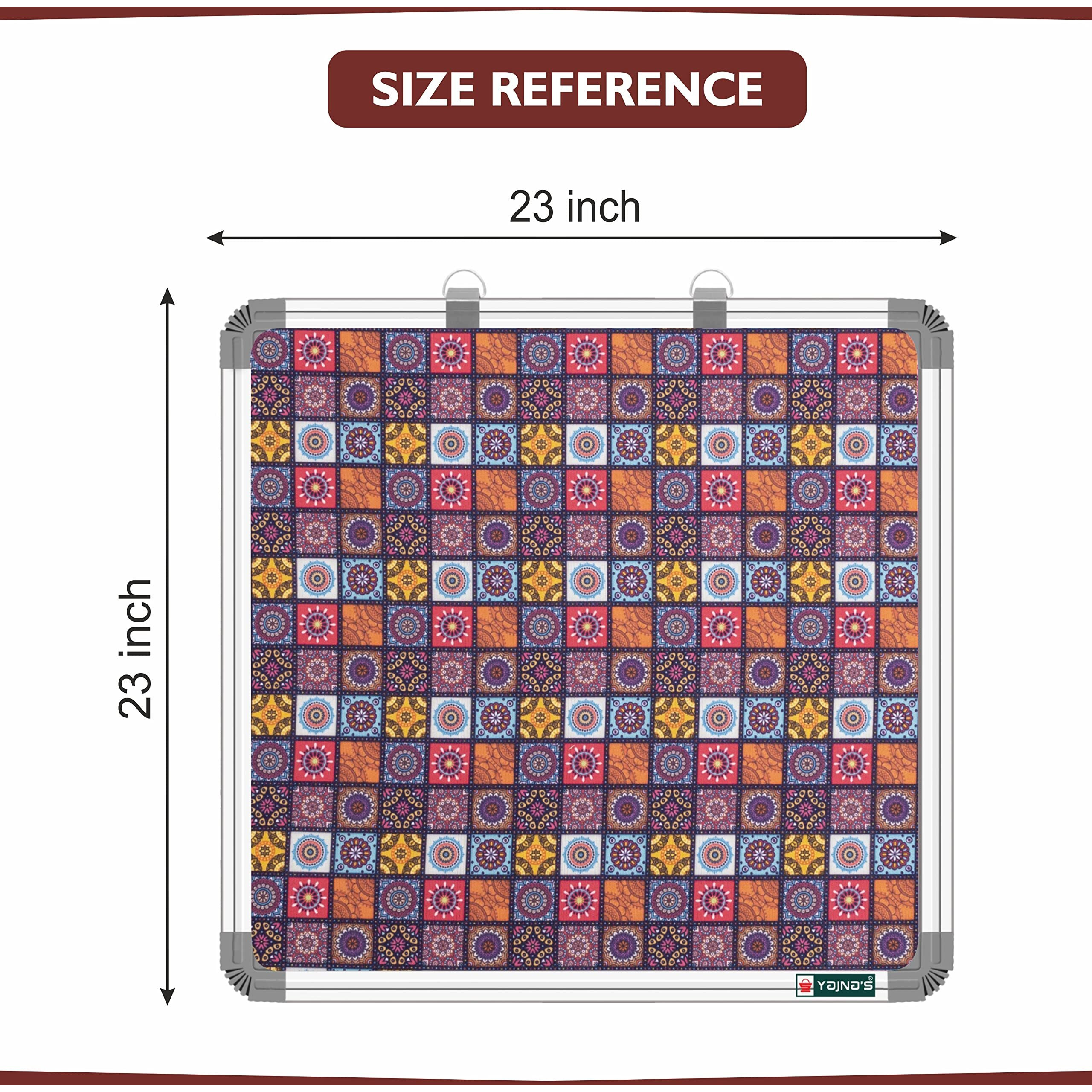 YAJNAS 23x23 inch Premium Material Rainbow Designed Notice Board/Soft Board/Bulletin Board/Pin-up Display Board for Study Room, Office, School & Home Use