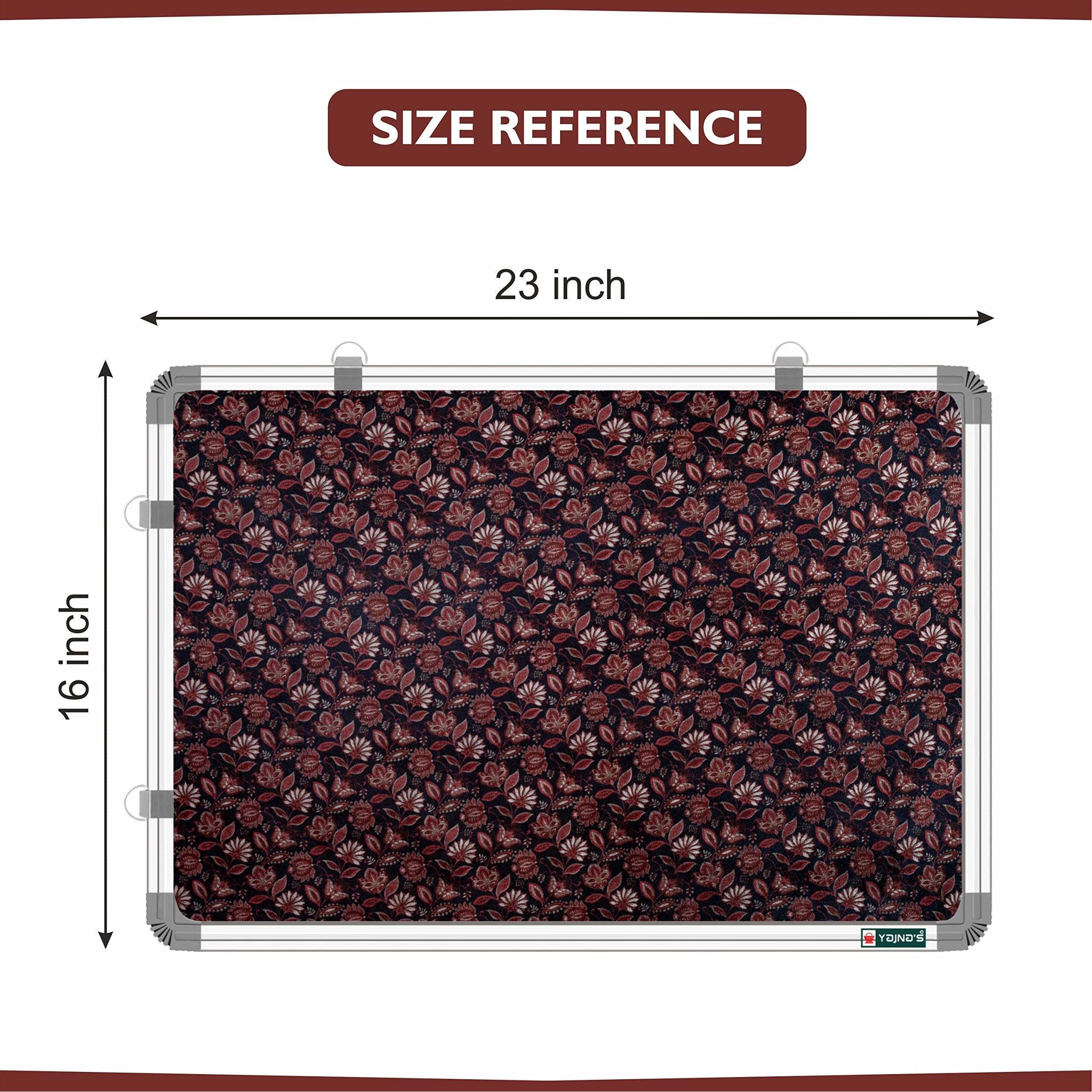 YAJNAS 16x23 inch Premium Material Rosy Red Designed Notice Board/Soft Board/Bulletin Board/Pin-up Display Board for Study Room, Office, School & Home Use