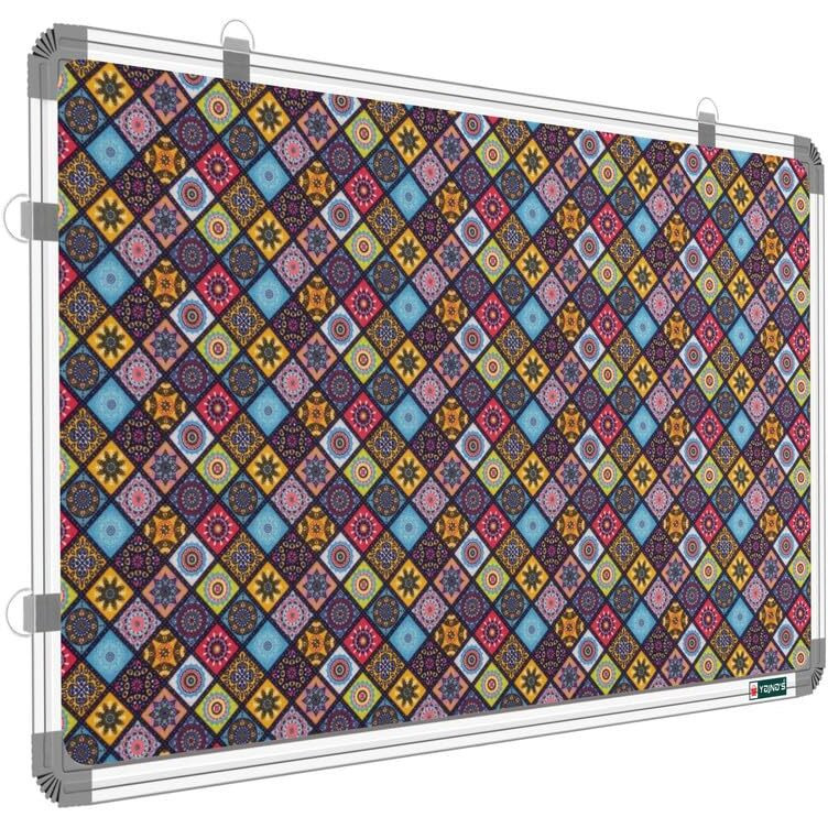 YAJNAS 1.5x2 Feet Premium Material Golden Galaxy Designed Notice Board/Soft Board/Bulletin Board/Pin-up Display Board for Study Room, Office, School & Home Use