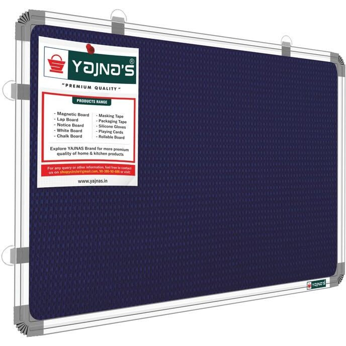 YAJNAS 2x4 Feet Premium Material Blue Designed Notice Board/Soft Board/Bulletin Board/Pin-up Display Board for Study Room, Office, School & Home Use