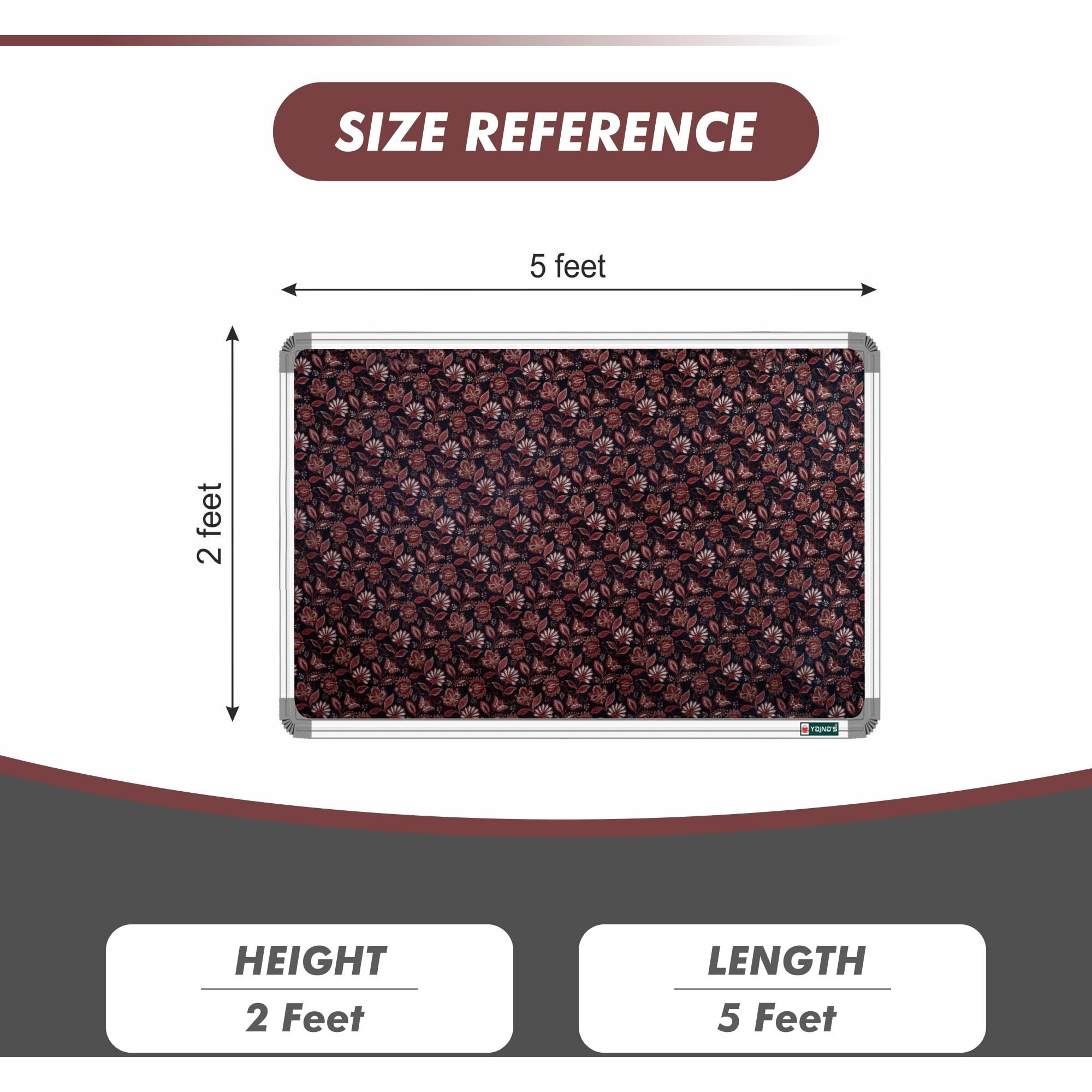 YAJNAS 2x5 Feet Premium Material Rosy Red Designed Notice Board/Soft Board/Bulletin Board/Pin-up Display Board for Study Room, Office, School & Home Use