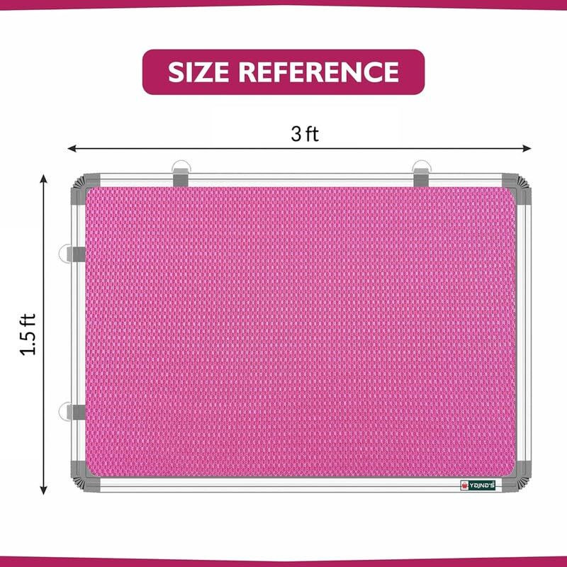 YAJNAS 1.5x3 Feet Premium Material Pink Designed Notice Board/Soft Board/Bulletin Board/Pin-up Display Board for Study Room, Office, School & Home Use