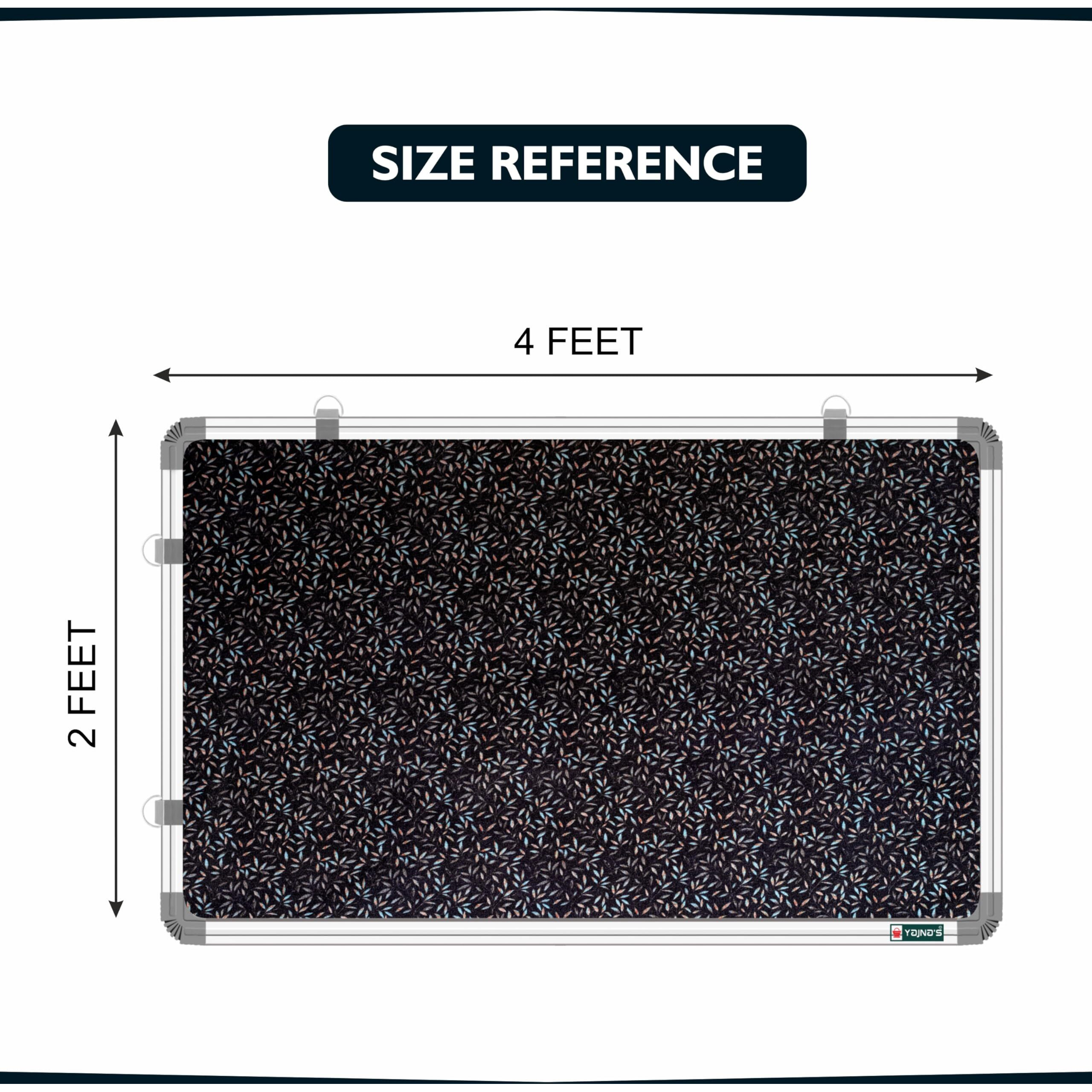 YAJNAS 2x4 Feet Premium Material Blue Blush Designed Notice Board/Soft Board/Bulletin Board/Pin-up Display Board for Study Room, Office, School & Home Use