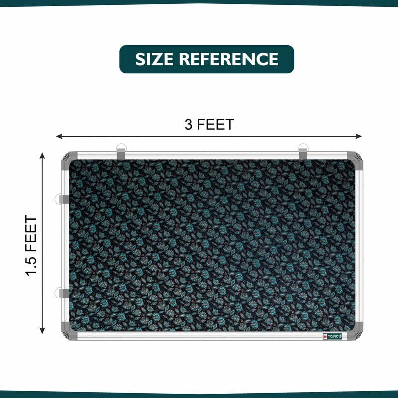 YAJNAS 1.5x3 Feet Premium Material Blossom Blue Designed Notice Board/Soft Board/Bulletin Board/Pin-up Display Board for Study Room, Office, School & Home Use