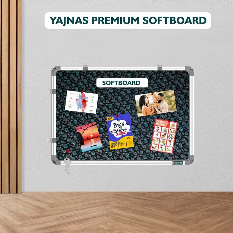YAJNAS 16x23 inch Premium Material Blossom Blue Designed Notice Board/Soft Board/Bulletin Board/Pin-up Display Board for Study Room, Office, School & Home Use