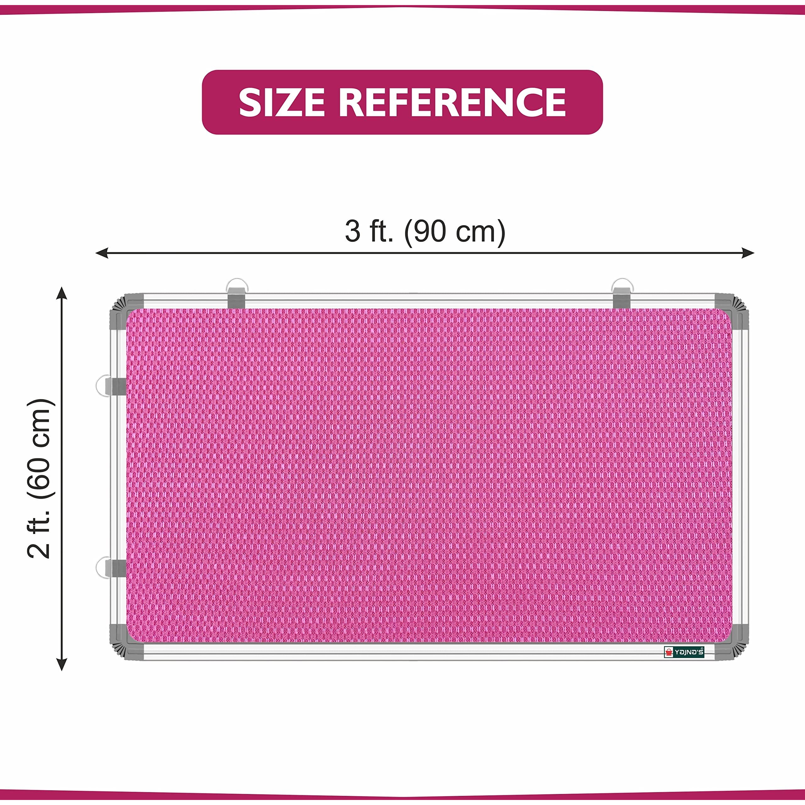 YAJNAS 2x3 Feet Notice Premium Material Pin-up Board/Pin-up Board/Soft Board/Bulletin Board/Pin-up Display Board for Office, School and Home, (Pink, Pack of 1) (2 x 3 Feet, Pink)
