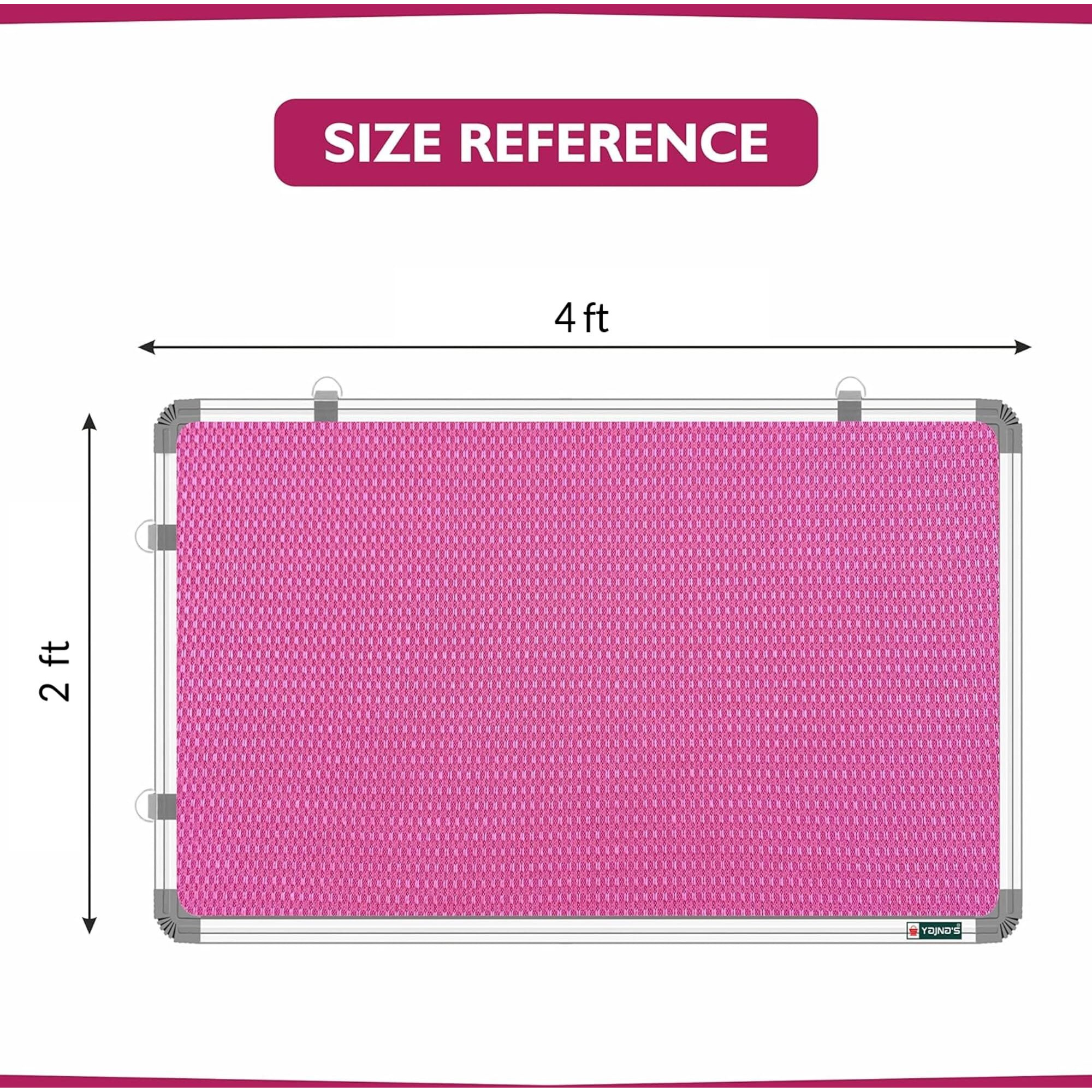 YAJNAS 2x4 Feet Premium Material Pink Designed Notice Board/Soft Board/Bulletin Board/Pin-up Display Board for Study Room, Office, School & Home Use
