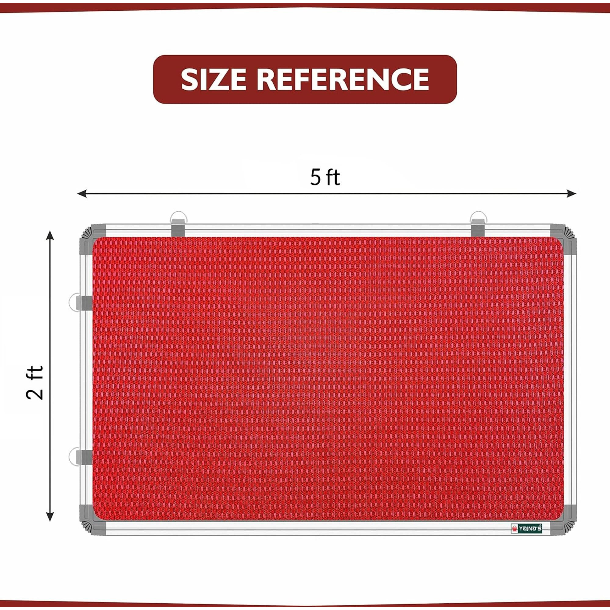 YAJNAS 2x5 Feet Premium Material Red Designed Notice Board/Soft Board/Bulletin Board/Pin-up Display Board for Study Room, Office, School & Home Use