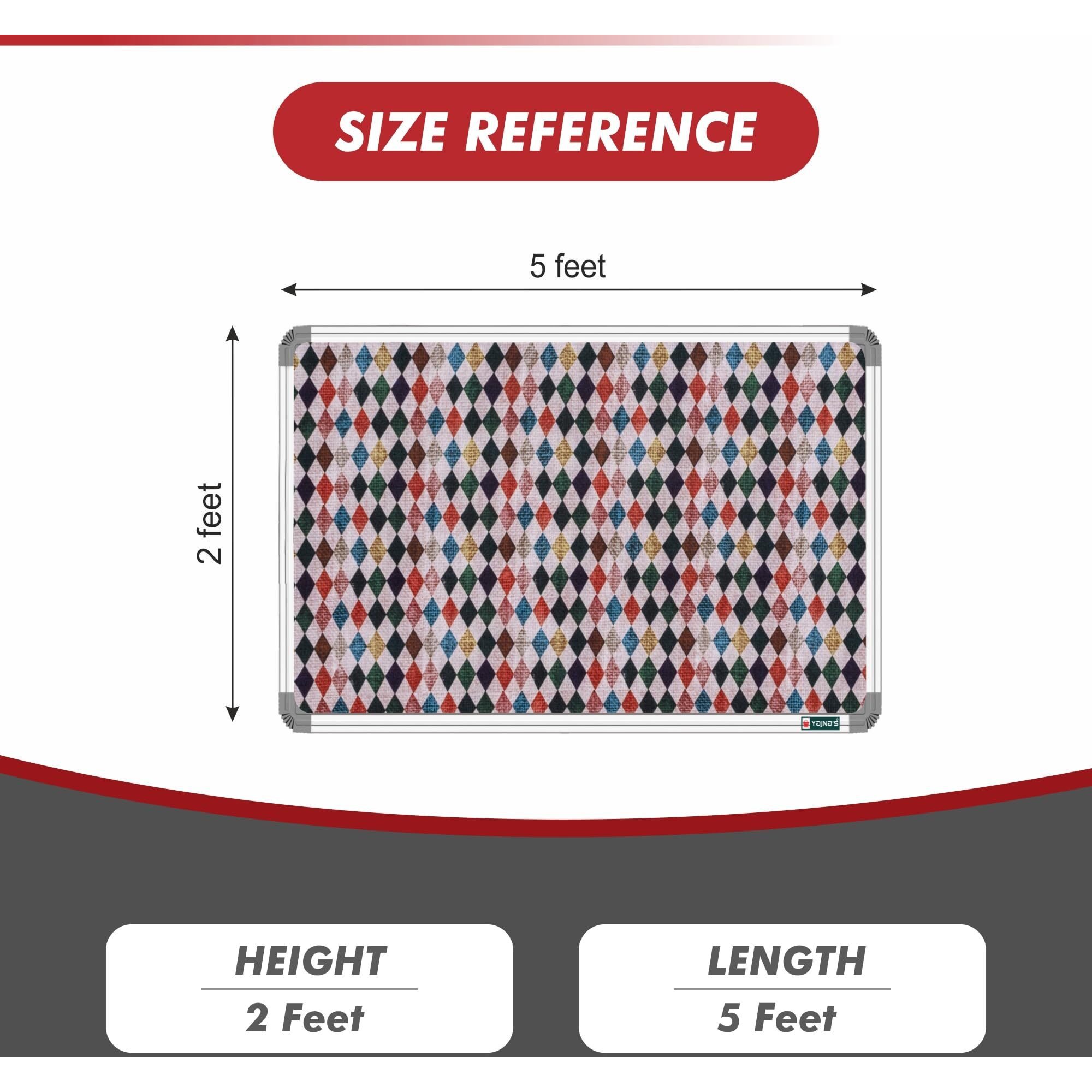 YAJNAS 2x5 Feet Premium Material Diamond Dews Designed Notice Board/Soft Board/Bulletin Board/Pin-up Display Board for Study Room, Office, School & Home Use