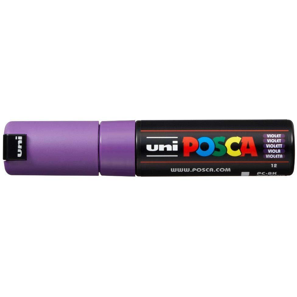 uni-ball Posca PC-8K Bold Point Chisel Shaped Marker Pen (8.0 mm, Violet Ink, Pack of 1)