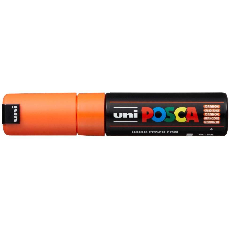 uni-ball Posca PC-8K Bold Point Chisel Shaped Marker Pen (8.0 mm, Orange Ink, Pack of 1)