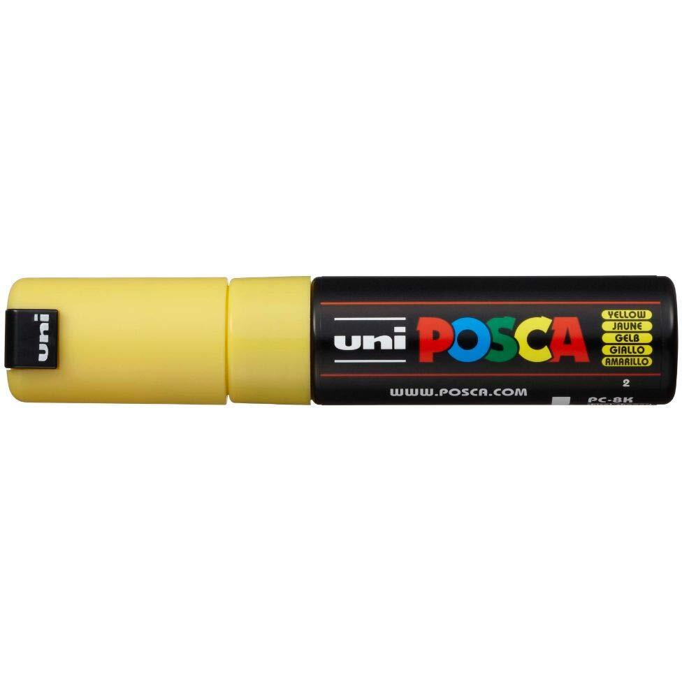 Uniball Posca PC-8K Bold Point Chisel Shaped Paint Marker Pen | Non Toxic & Bleed Proof Ink | For Rocks Painting, Fabric, Wood, Canvas, Ceramic, Scrapbooking, DIY Crafts | Yellow Ink, Pack of 1