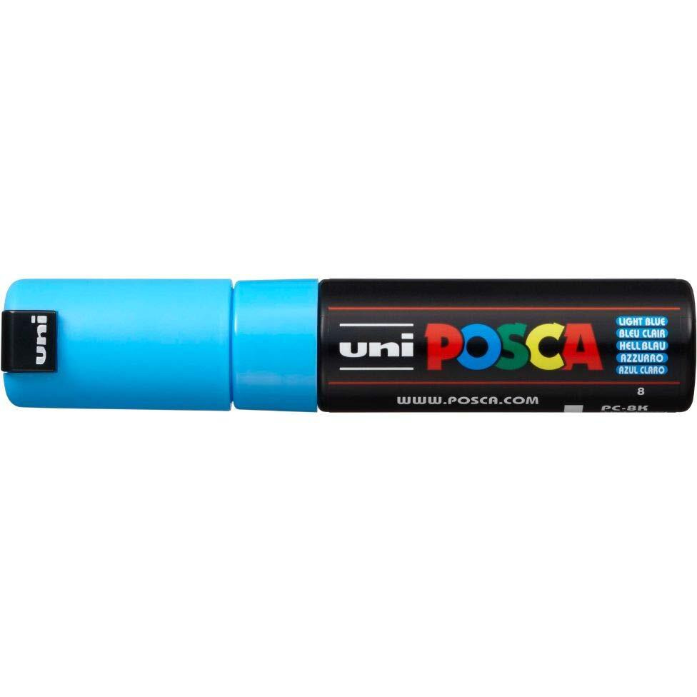 uni-ball Posca PC-8K Bold Point Chisel Shaped Marker Pen (8.0 mm, Light Blue Ink, Pack of 1)