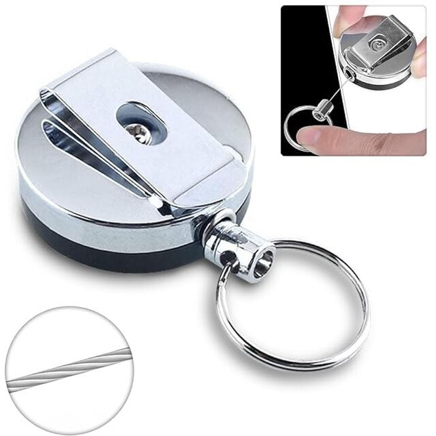 AccuPrints Pack of 2 Metal Badge Id Card Holders with Silicon Card Holder for Office Employee and Staff Retractable YOYO Badge Reel Steel and Black Lanyard for Id Cards