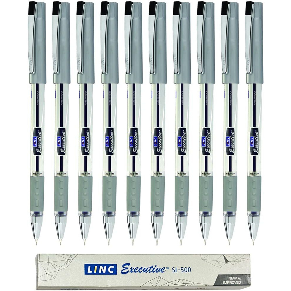 LINC 0.55mm Executive SL-500 Gel Pen | Black Ink | Pack of 10