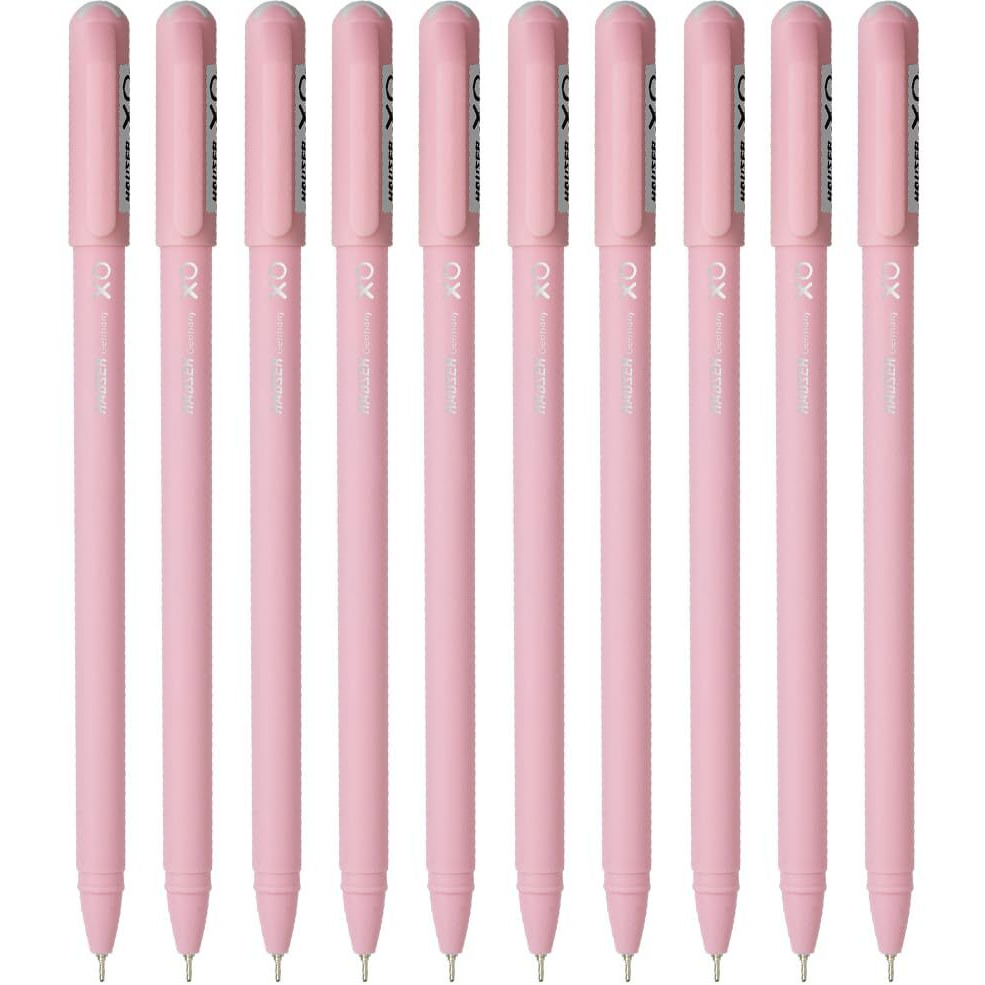 Hauser XO Girls Squad Pink Body 0.6mm Ball Pen | Minimalistic Body with Matt Finish Body | Black Ink, Pack of 10 Pens