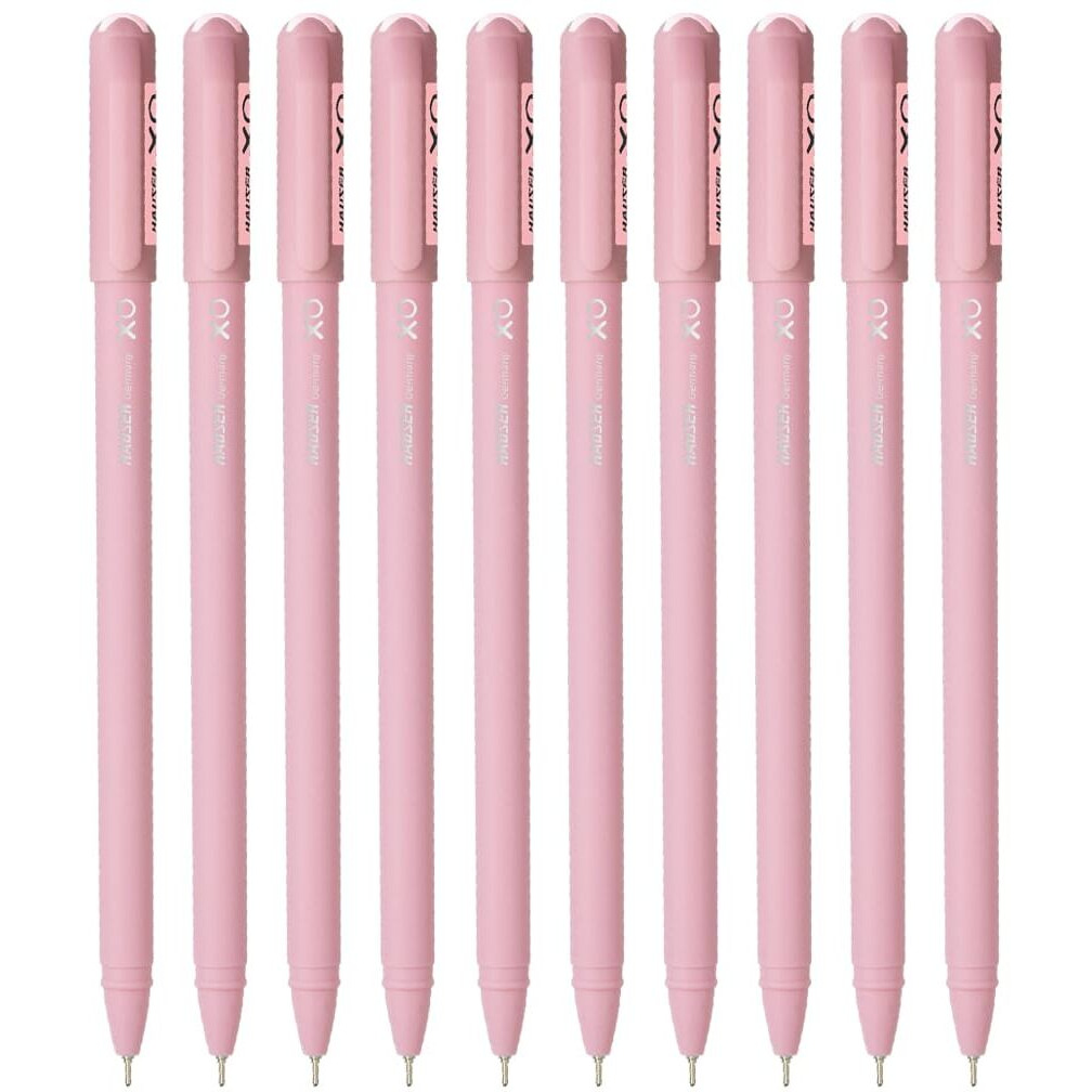 Hauser XO Girls Squad Pink Body 0.6mm Ball Pen | Minimalistic Body with Matt Finish Body | Red Ink, Pack of 40 Pens