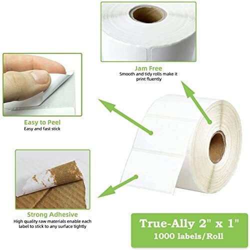 True-Ally 50x25 Chromo Barcode Label Sticker - 2 x 1 inches - 50mm x 25mm - 1000 Labels Per Roll - Self Adhesive Sticker for Printing Barcoding(Ribbon Required) (1 Roll per Pack (1000 Labels))