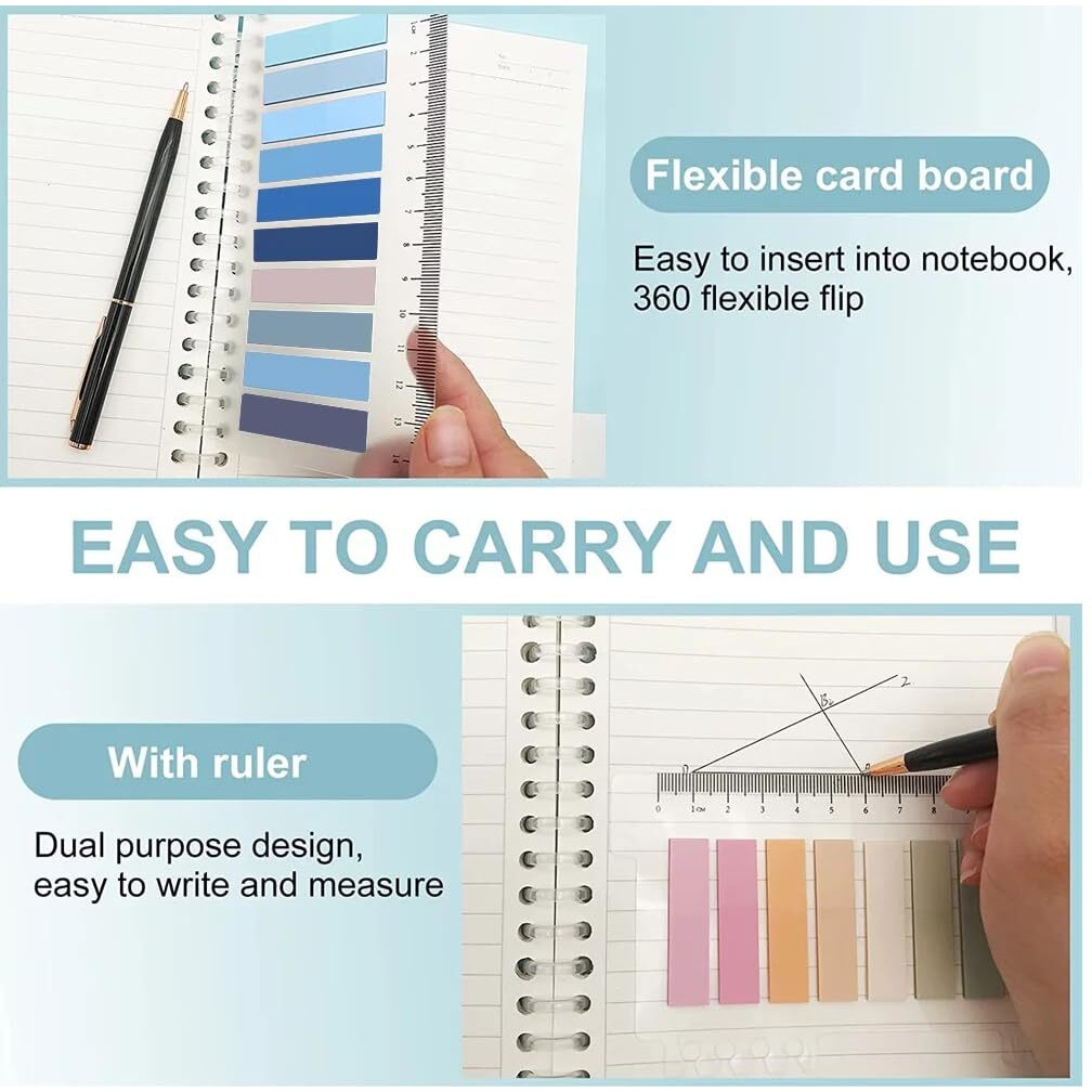 SHUTTLE ART Page Markers, Writable and Repositionable Book Tabs, Sticky Note Tabs with Ruler, Colored Index Tabs, Page Tabs for Annotating Books, Office & School Supplies (4 Packs | 800 Pcs Notes)