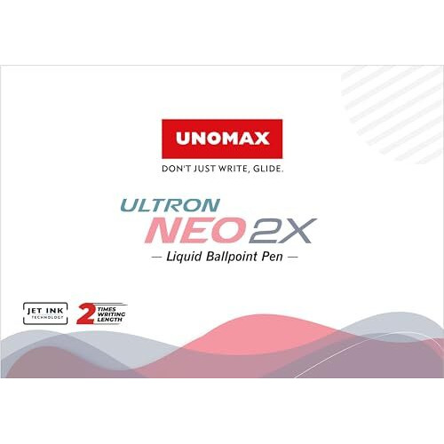 UNOMAX Ultron Neo 2x Ball Pen Pack of 10 (Blue) | Elevate Your Writing Experience with Jet-Like Smoothness | 0.7mm Tip Size for Superior Precision | Matt Finish Body for a Touch of Elegance