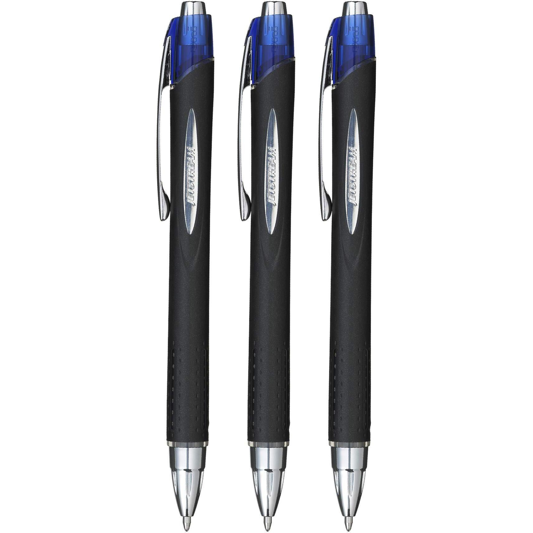UNI-BALL Jetstream SXN210 1.0mm Roller Ball Pen | Extremely Quick Drying Ink | Waterproof Pigment Ink | Smooth Long Lasting Smudge Free Ink | School and Office stationery | Blue Ink, Pack of 3