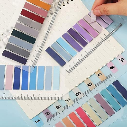 UCRAVO Sticky Tabs Transparent Sticky Notes Writable and Multifunctional Tabs with Ruler Reminder Tabs for Page Markers or Book Reading Notes Sorting Files Notepads & Memo Books tab(4)