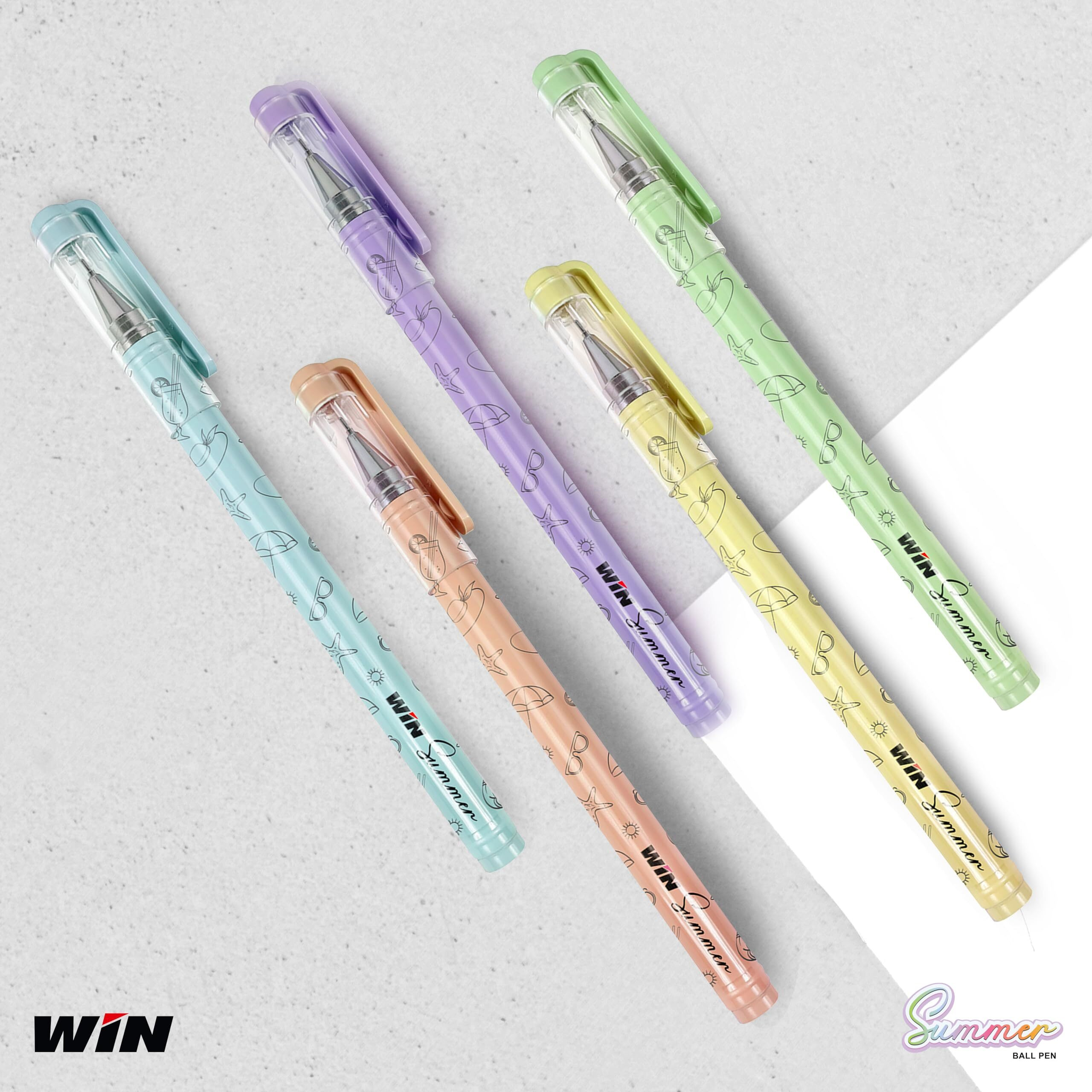 WIN Summer Ball Pens Set | 30 Blue Ink Pens | 0.7 mm Tip | Best Ball Pens for Smooth Writing | Pens for Students & Professionals | Stationery Items | Perfect for School & Office | Stick