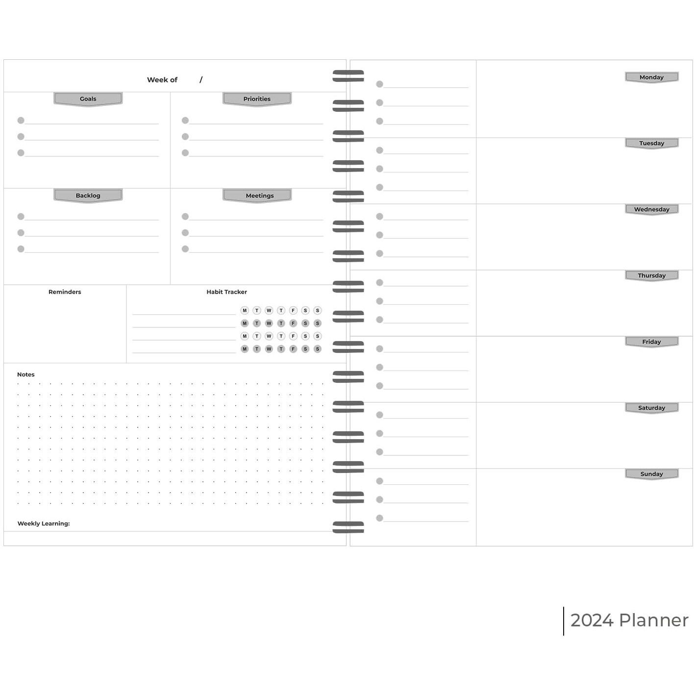 SOLO A5 Weekly Success Planner Diary, Hard Back Cover Journal for 53 Weeks Undated 80GSM Notebook with Re-Attachable Monthly Calendars, Helps to Schedule Your Day, Manage To-Do List & Goals Tracker