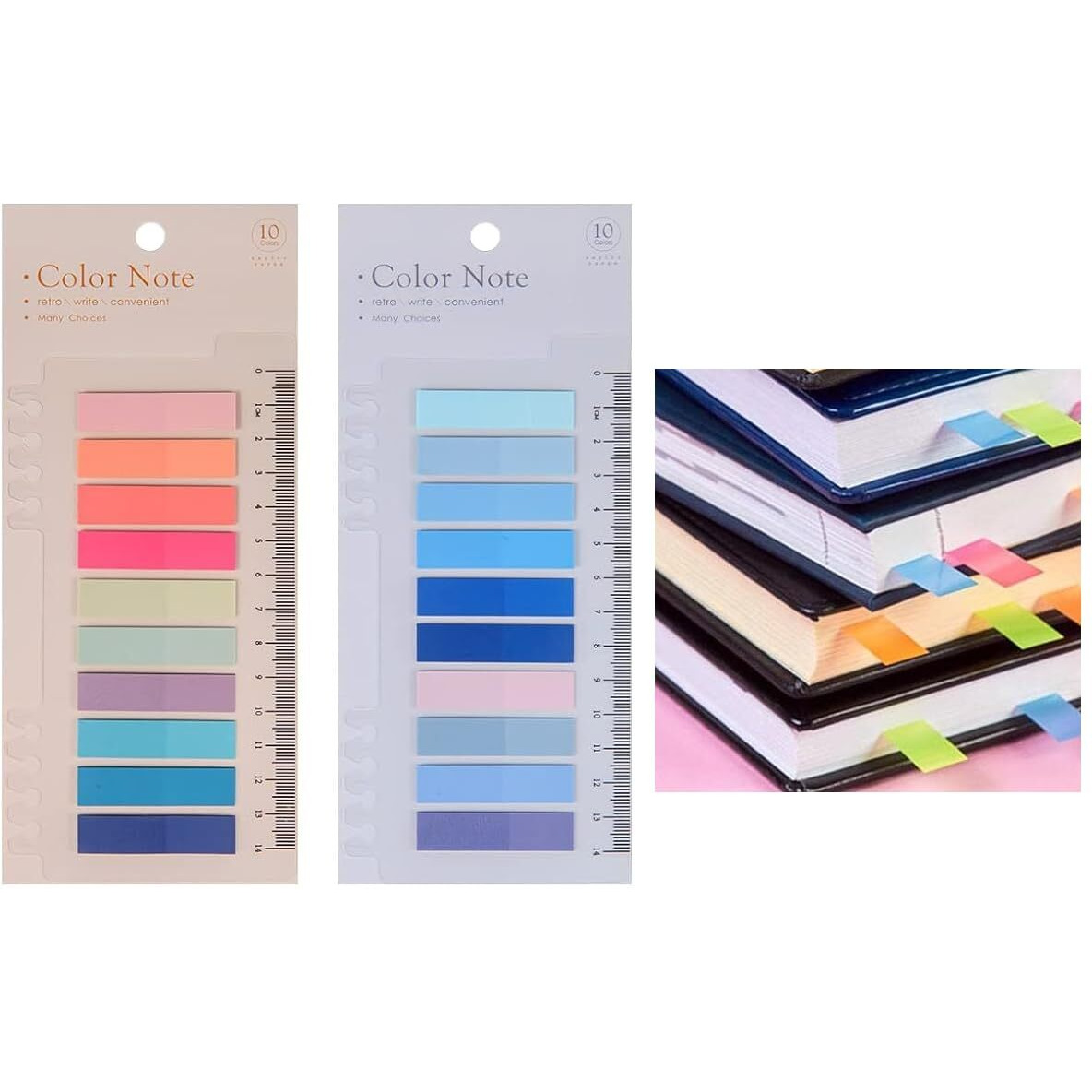 SHUTTLE ART Sticky Notes with Ruler Color Sticky Tabs for Notebook, Books, PET Material Page Tabs Sticky Flags File Index Tabs Office Stationery (2 Packs | 400 Pcs Notes)