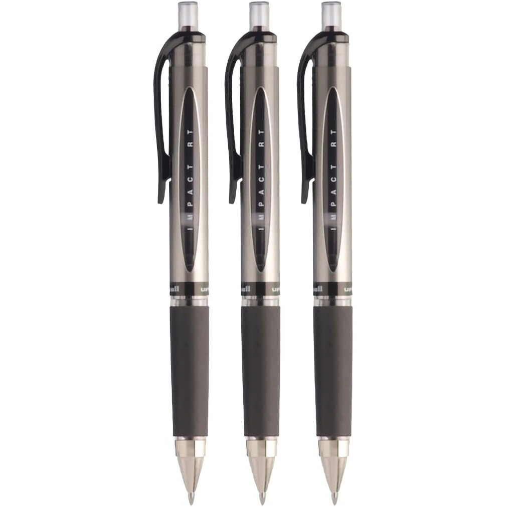 uni-ball Gel Imapct RT UMN-152S 1.0mm Retractable Rollerball Pen | Black Ink, Pack of 3